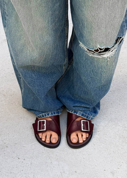 Alba Rift Burgundy Leather Sandals