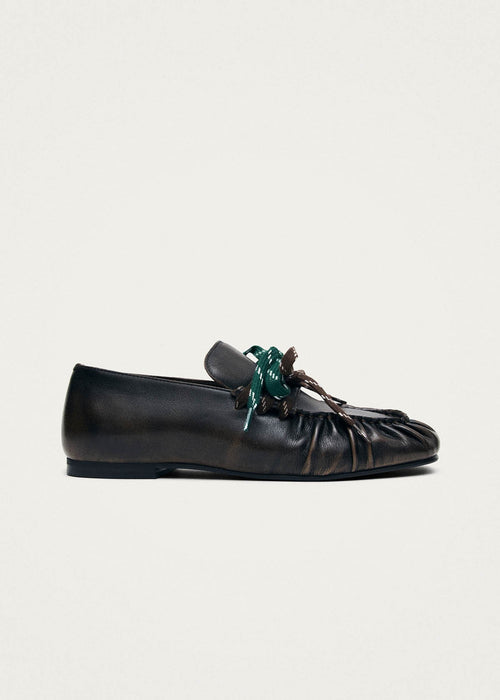 Aven Lace Vintage Effect Brown Leather Loafers
