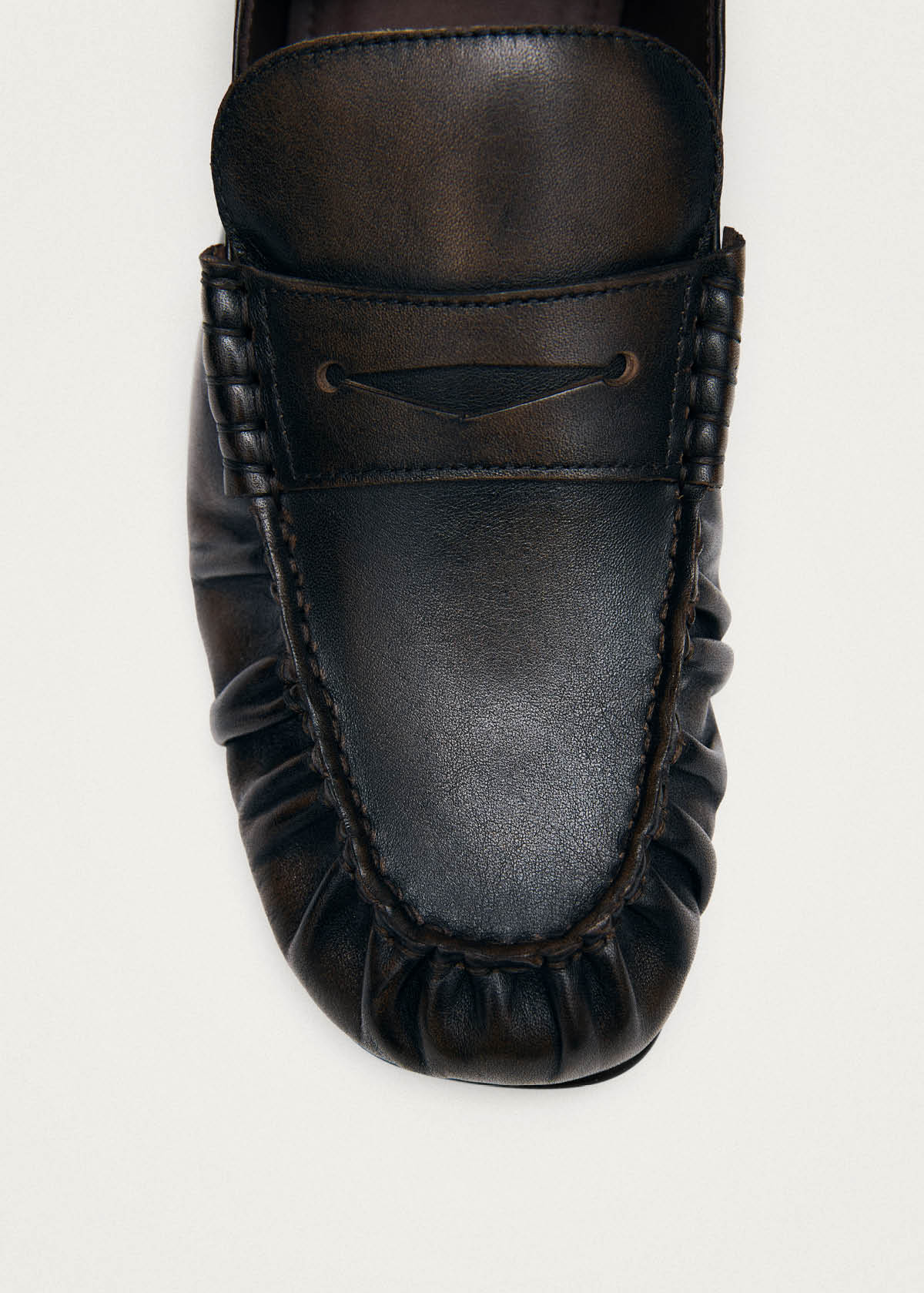 Aven Mule Vintage Effect Brown Leather Loafers