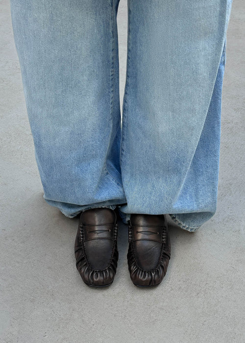 Aven Mule Vintage Effect Brown Leather Loafers