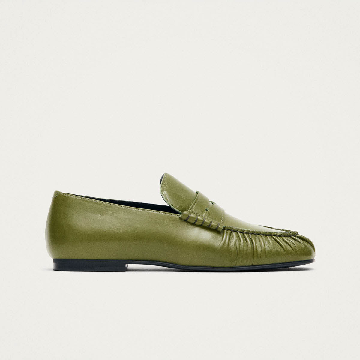 Aven Rift Green Leather Loafers