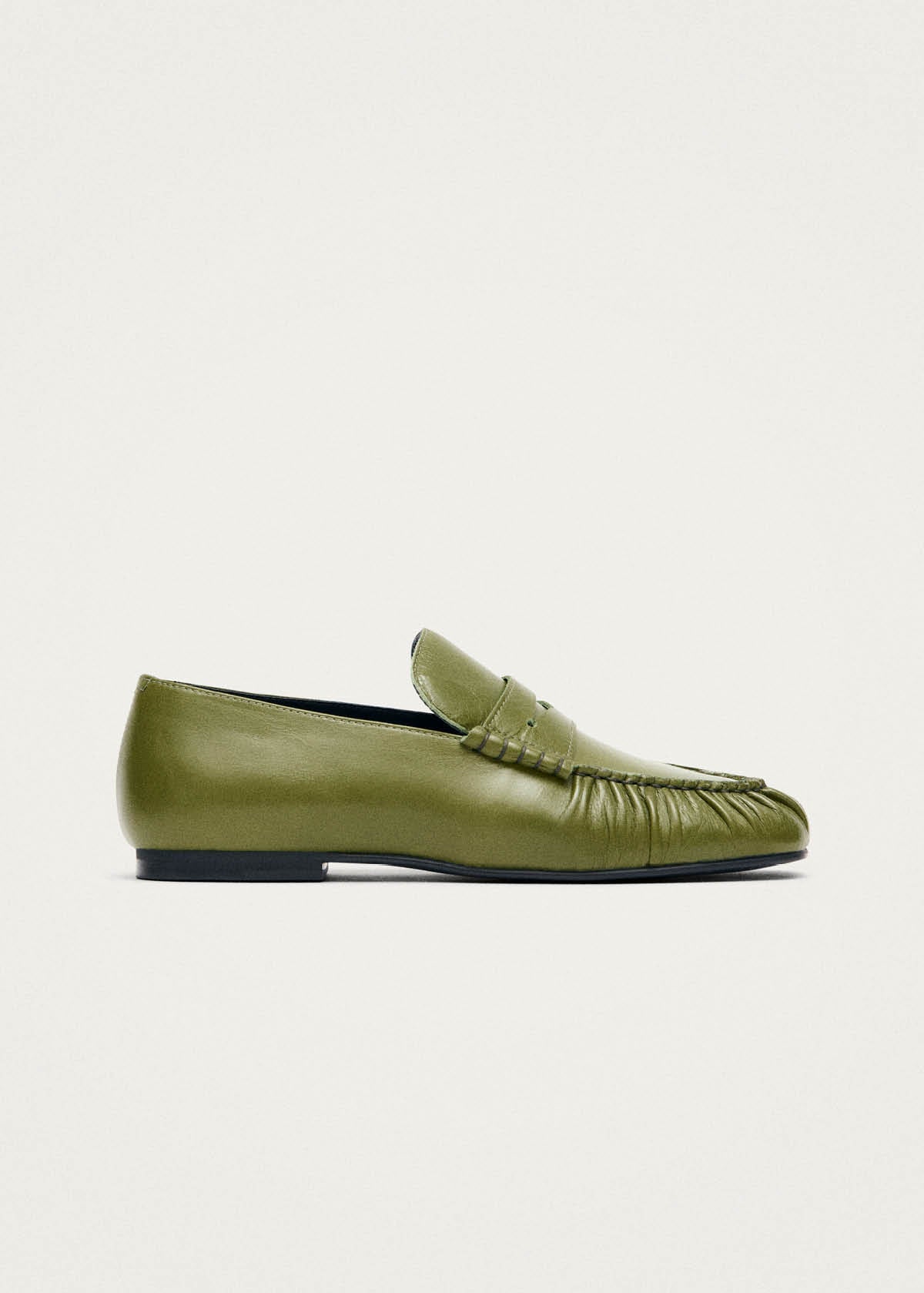 Aven Rift Green Leather Loafers