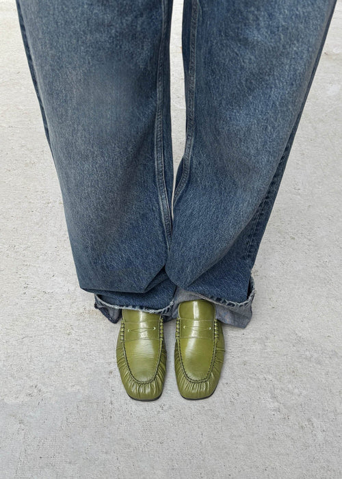 Aven Rift Green Leather Loafers