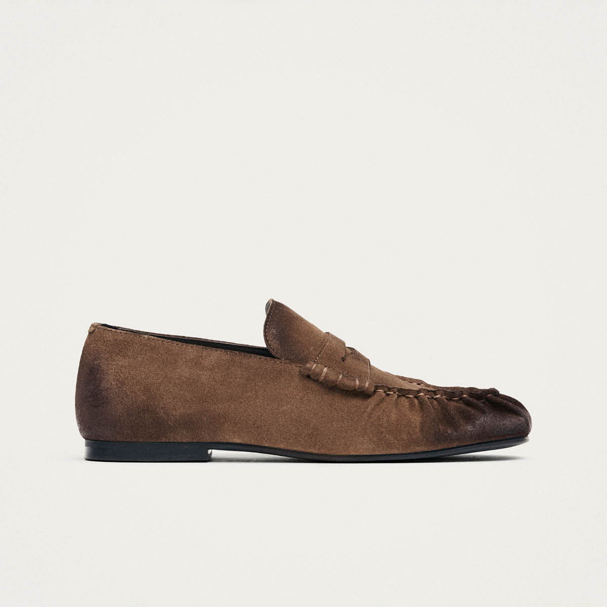 Aven Vintage Effect Suede Brown Leather Loafers