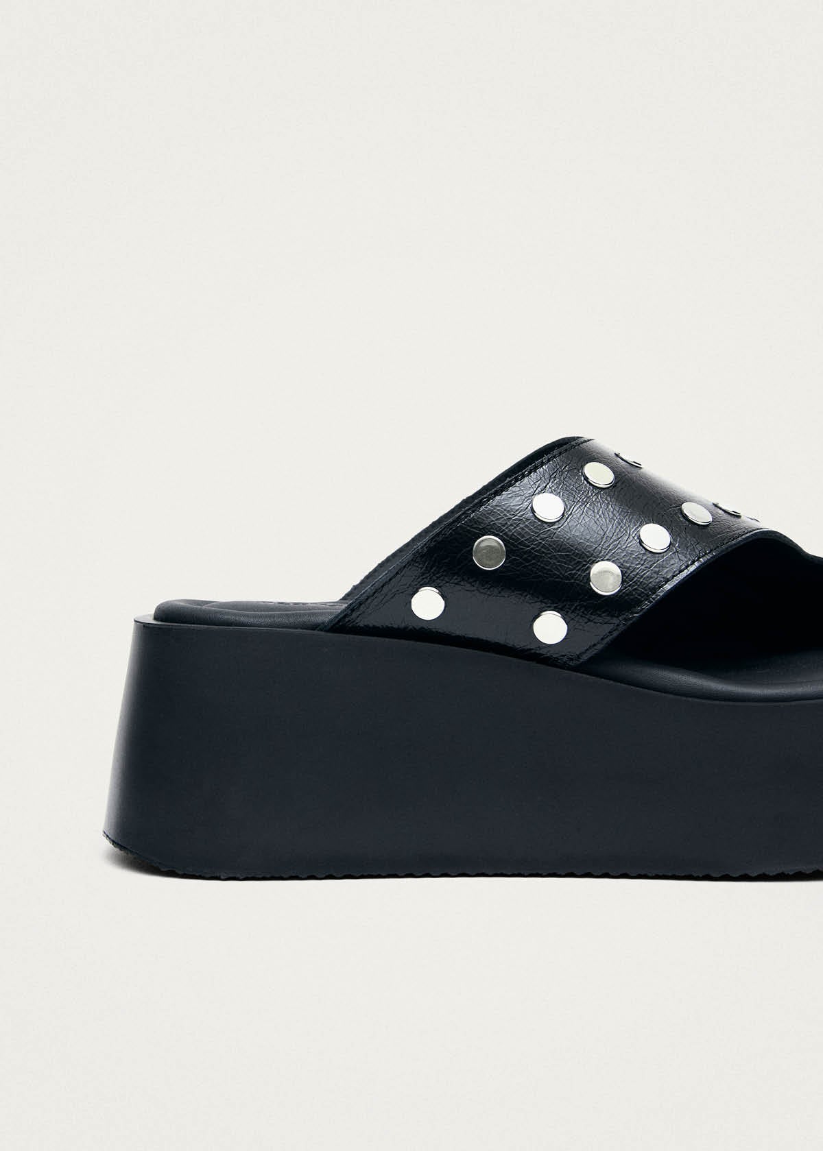 Nova Studs Black Leather Sandals