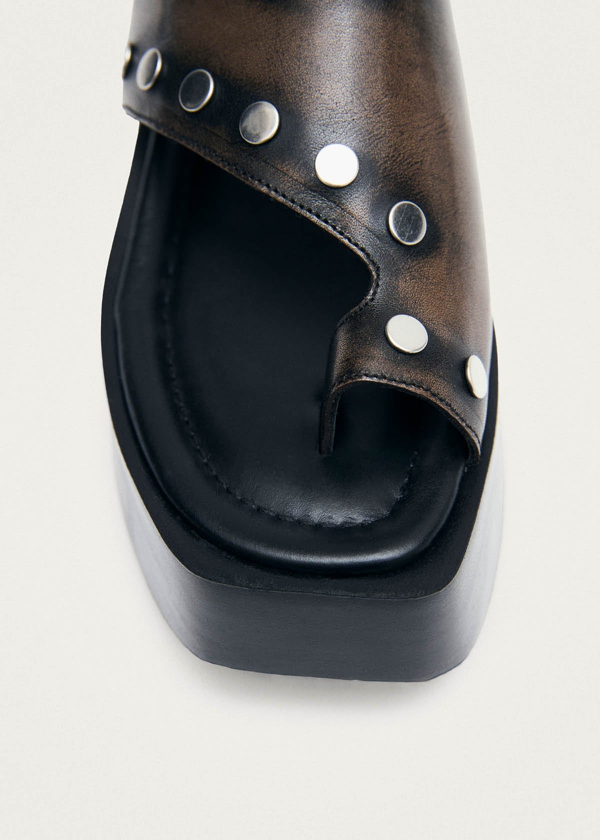 Nova Studs Vintage Effect Brown Leather Sandals