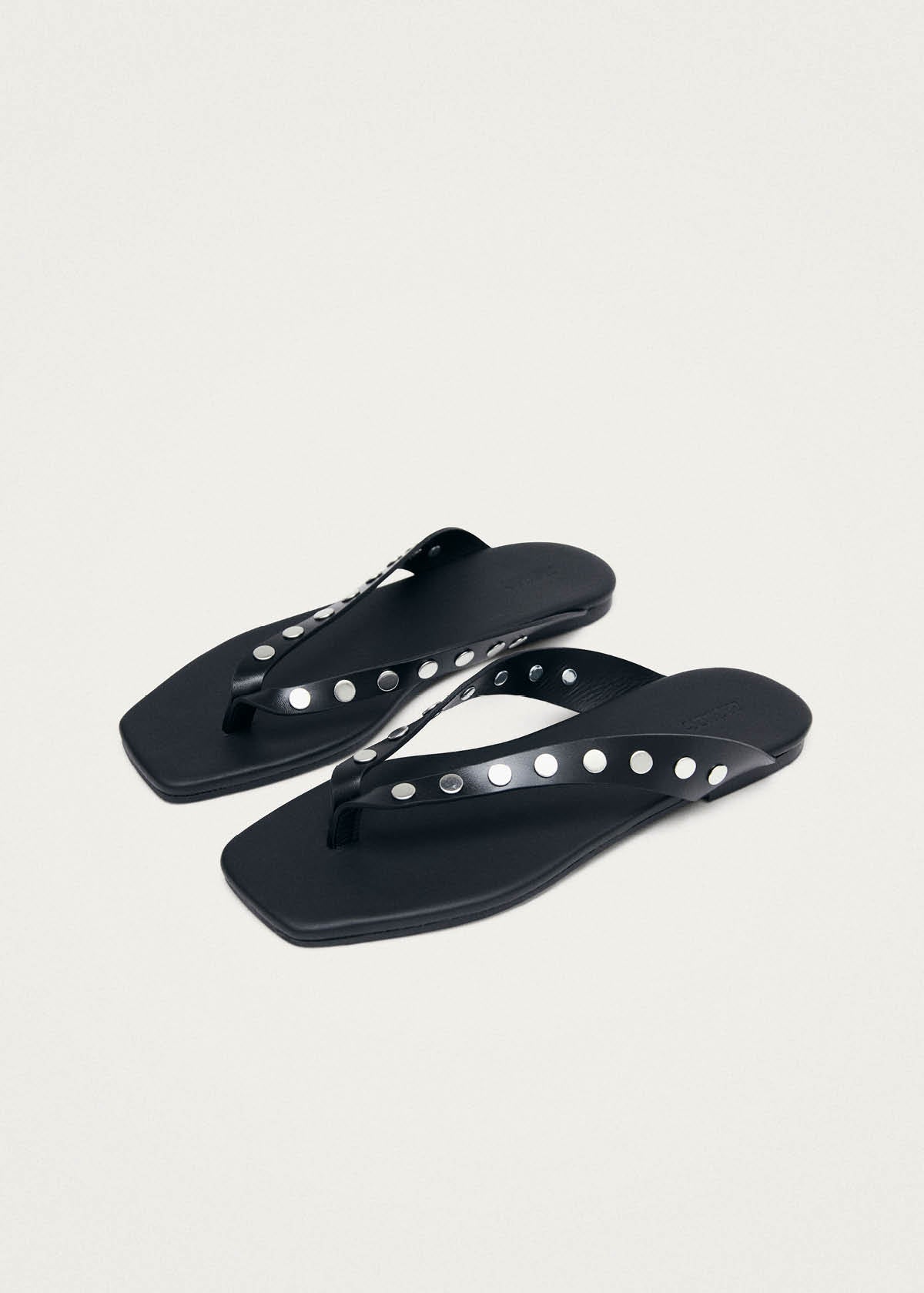 Ola Studs Black Leather Sandals