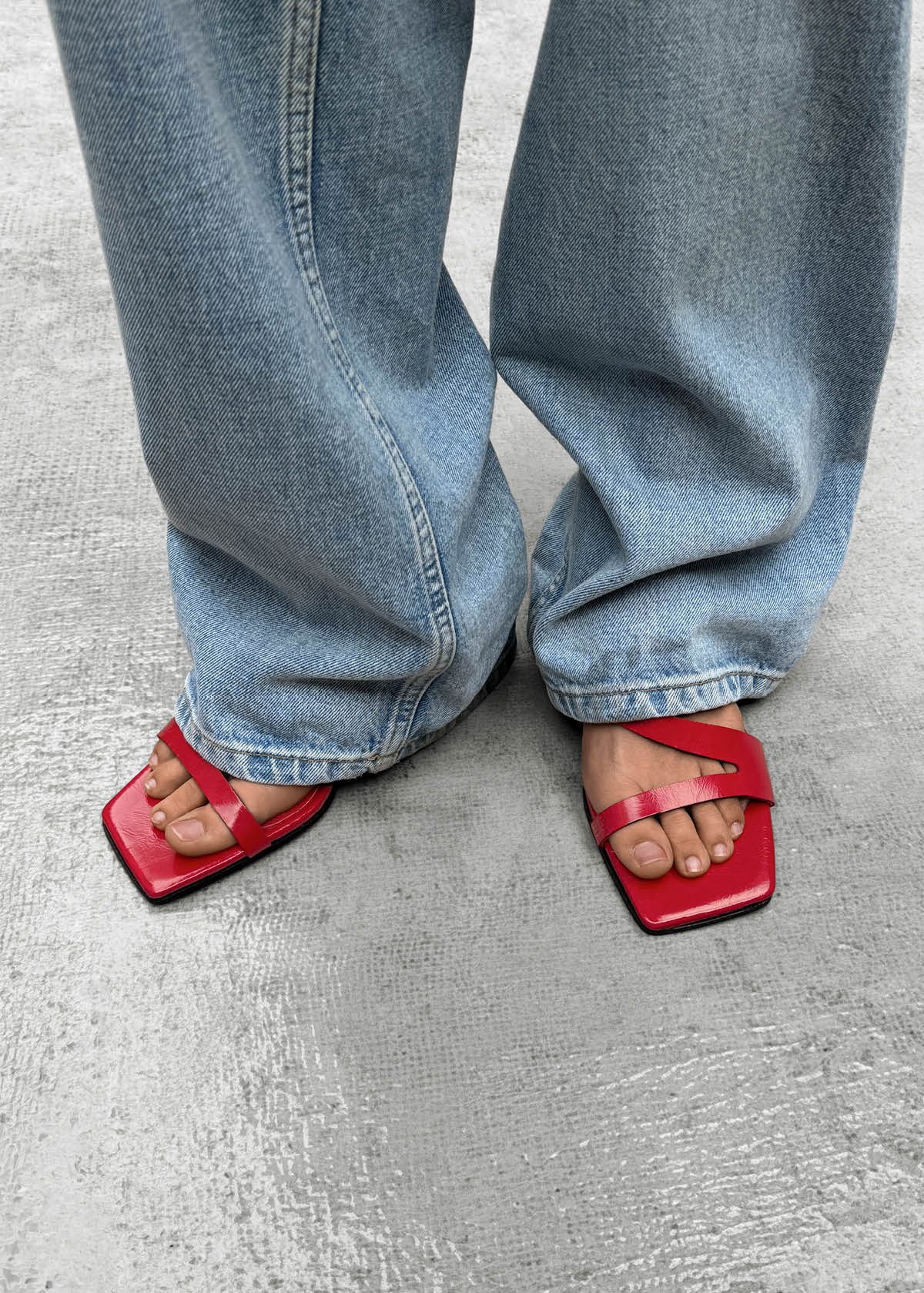 Orielle Rift Red Leather Sandals