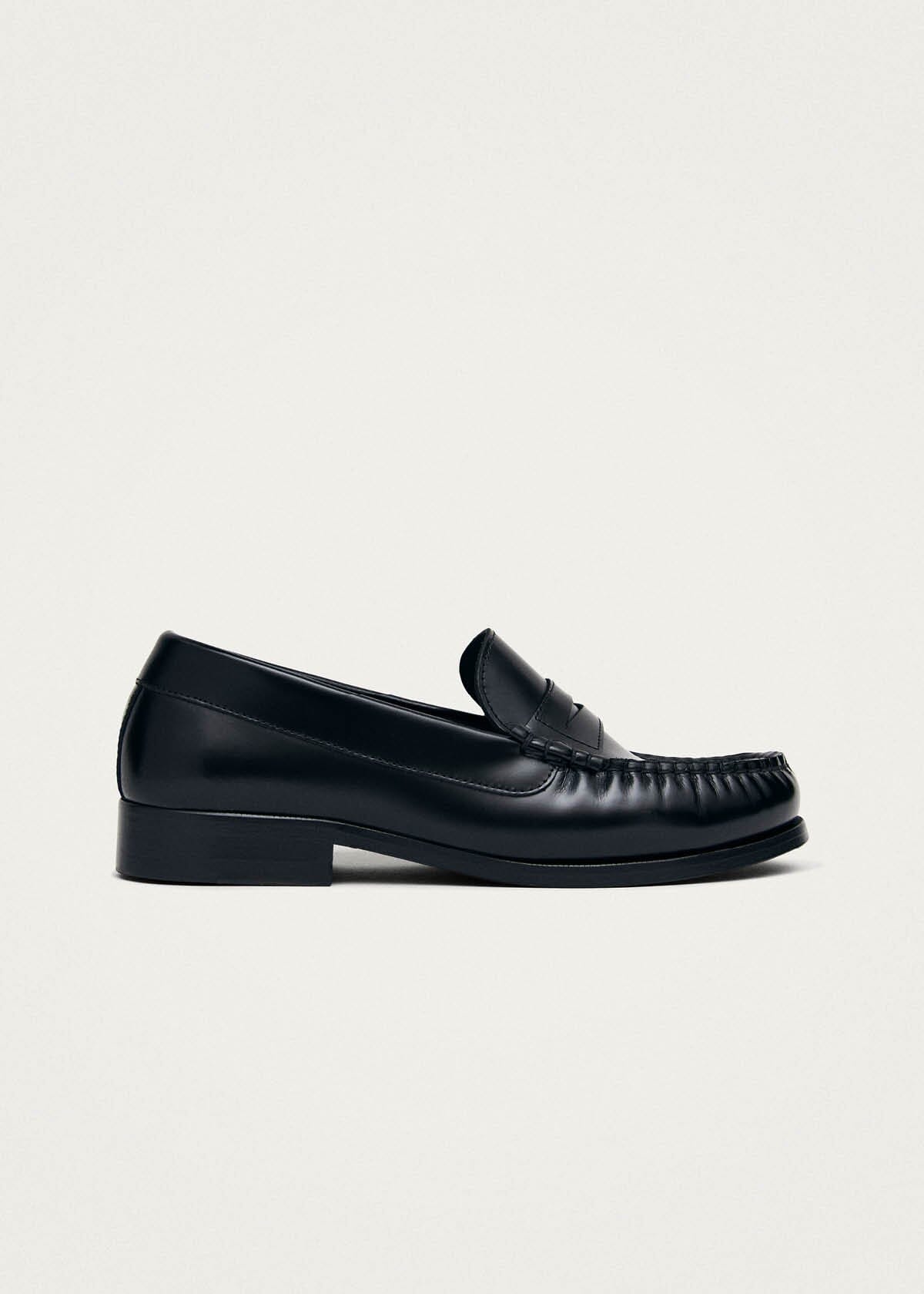 Rivet Black Leather Loafers Loafers ALOHAS