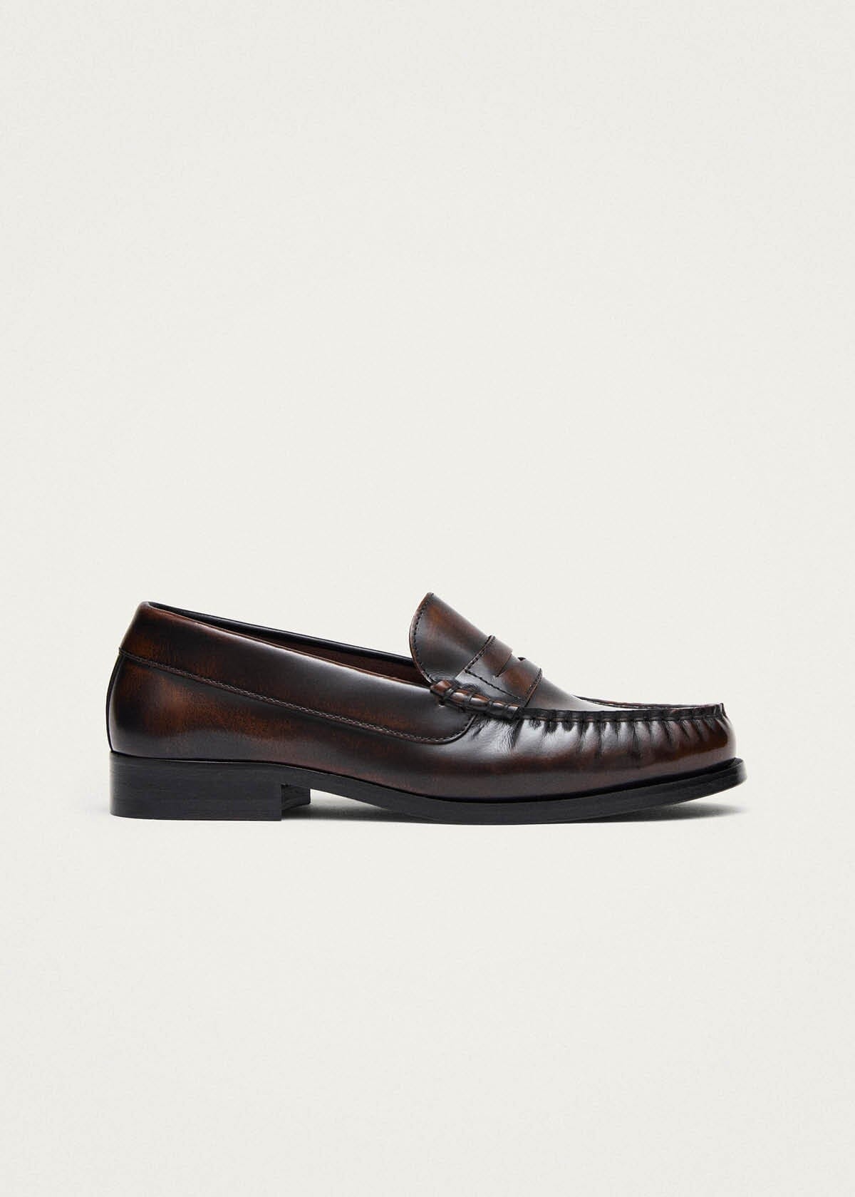 Rivet Brushed Coffee Brown Leather Loafers Loafers ALOHAS