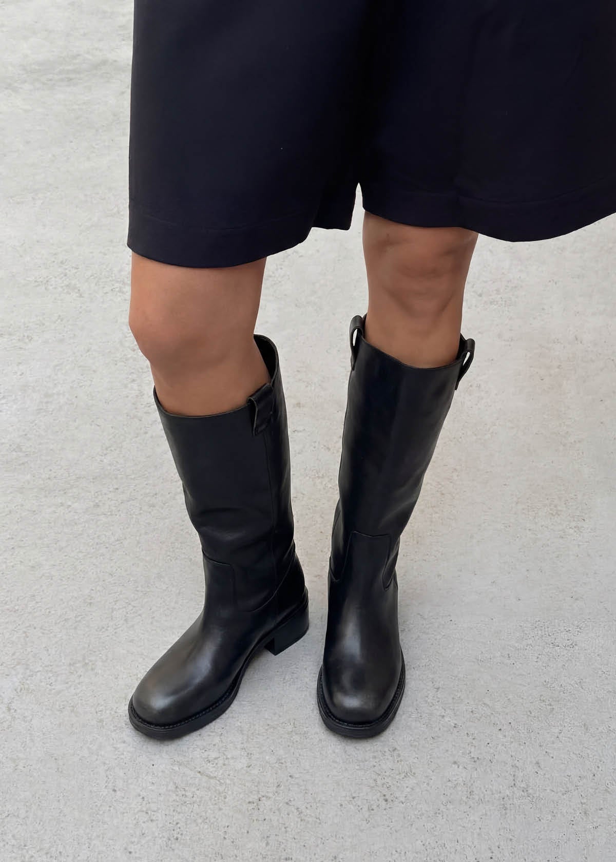 Sajan Vintage Effect Black Leather Boots
