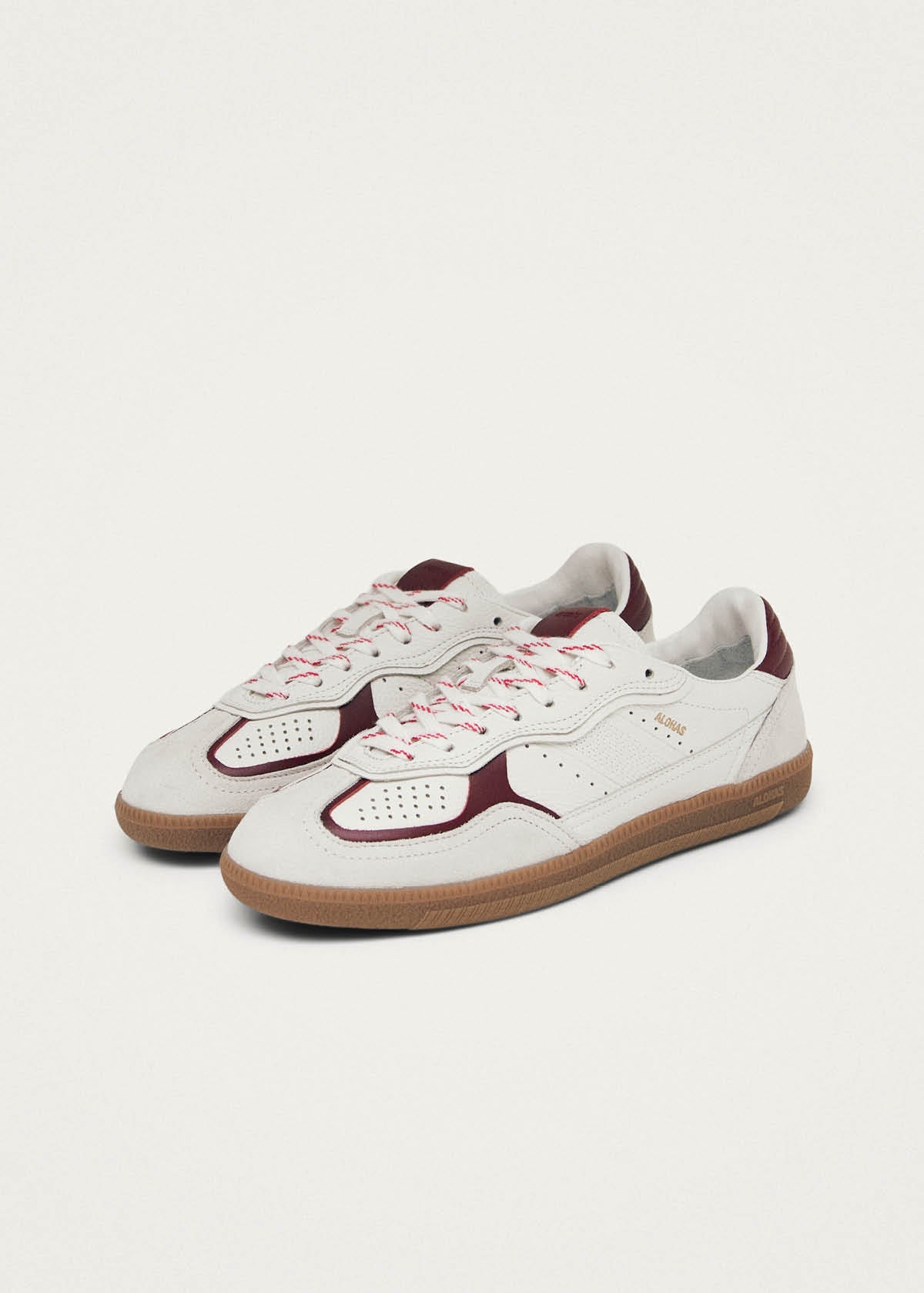 Tb.490 Rife Grain White Burgundy Leather Sneakers