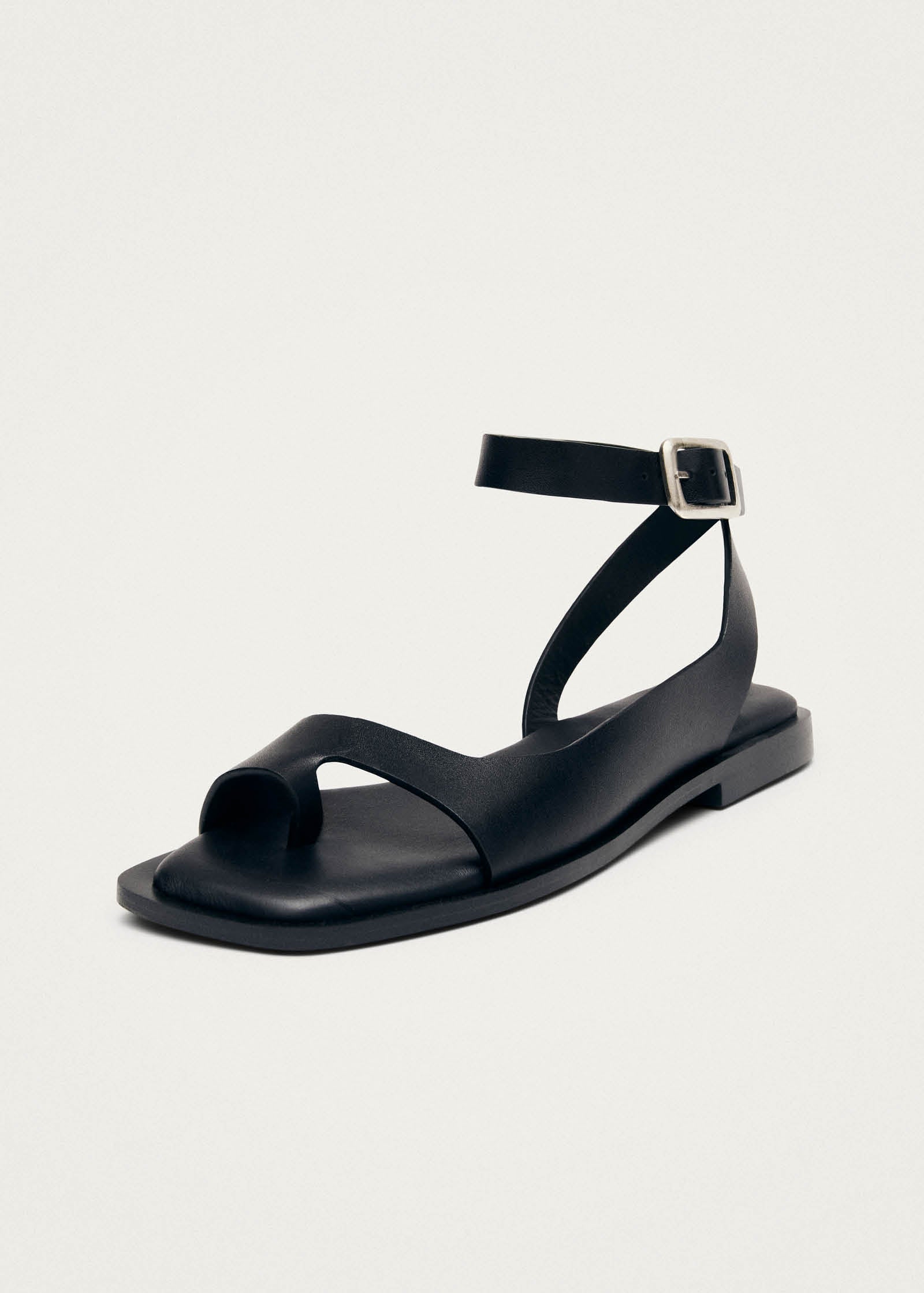 Tebas Black Leather Sandals