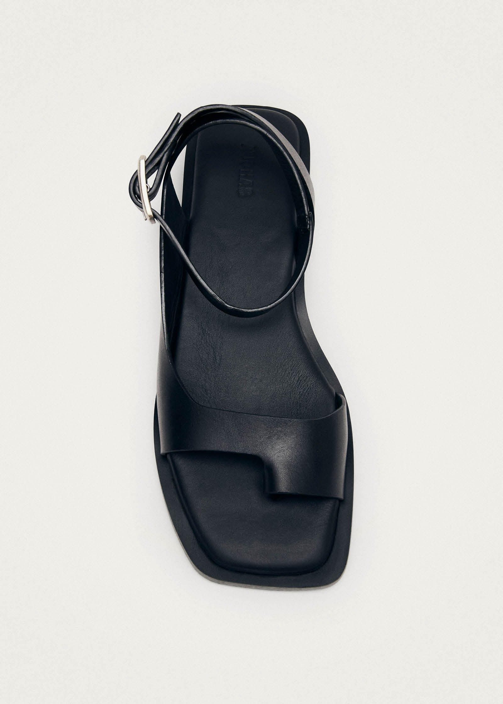 Tebas Black Leather Sandals