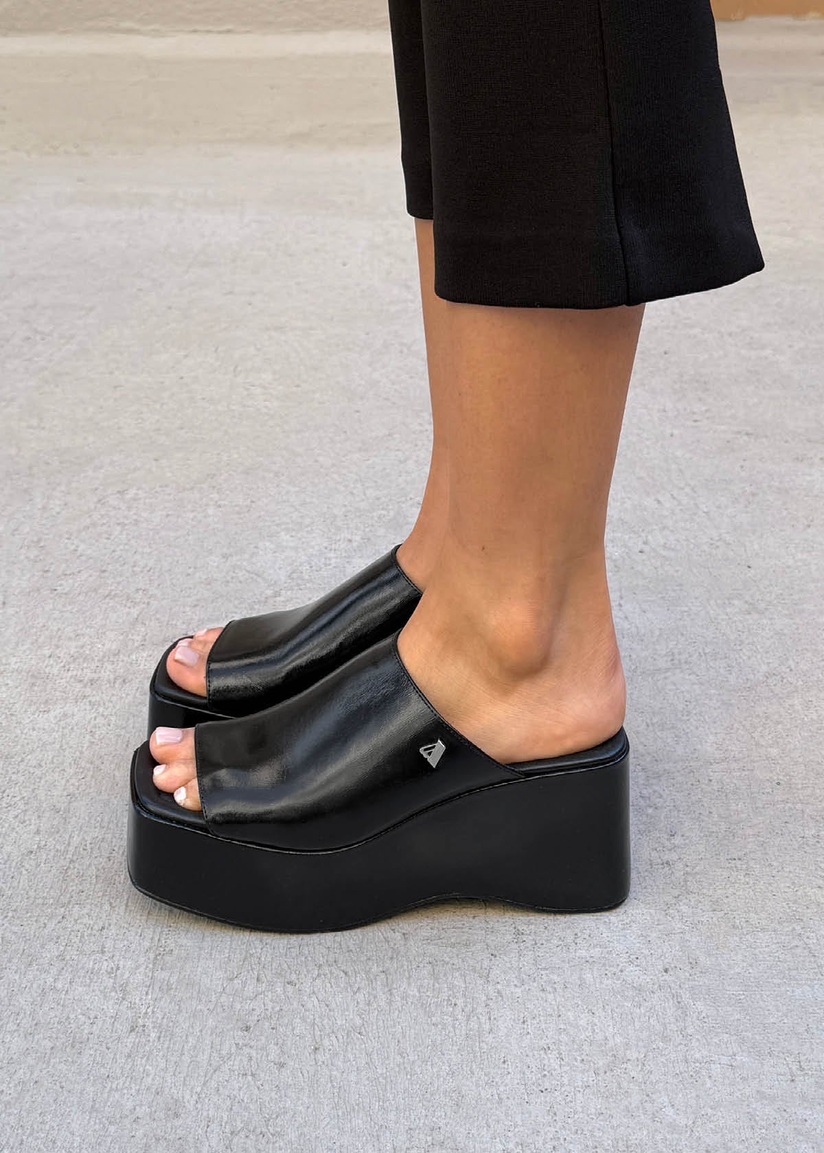 Vale Patent Black Leather Sandals